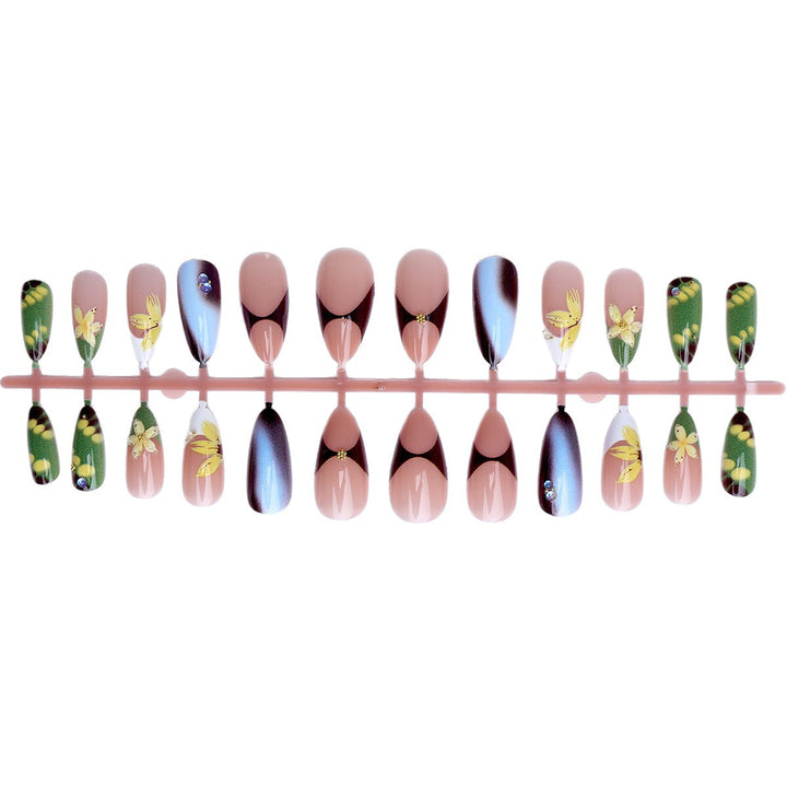Artificial nails with handcrafted floral designs Kalsten