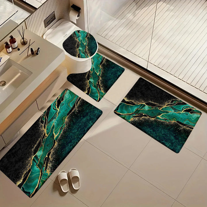 Artistic Marble Print Bath Mat Set Kalsten