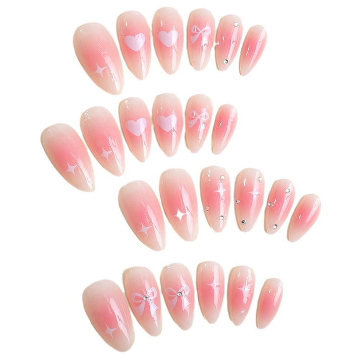Artificial nail set with romantic hearts and elegant bows Kalsten