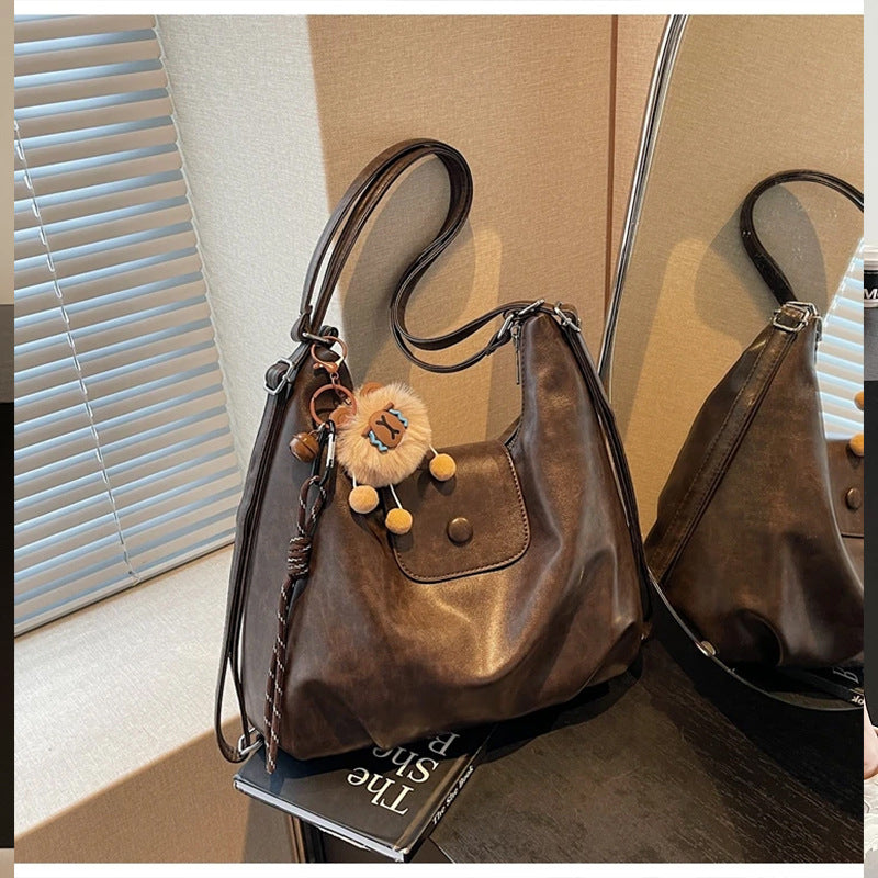 Chic Textured Leather Hobo Bag Kalsten
