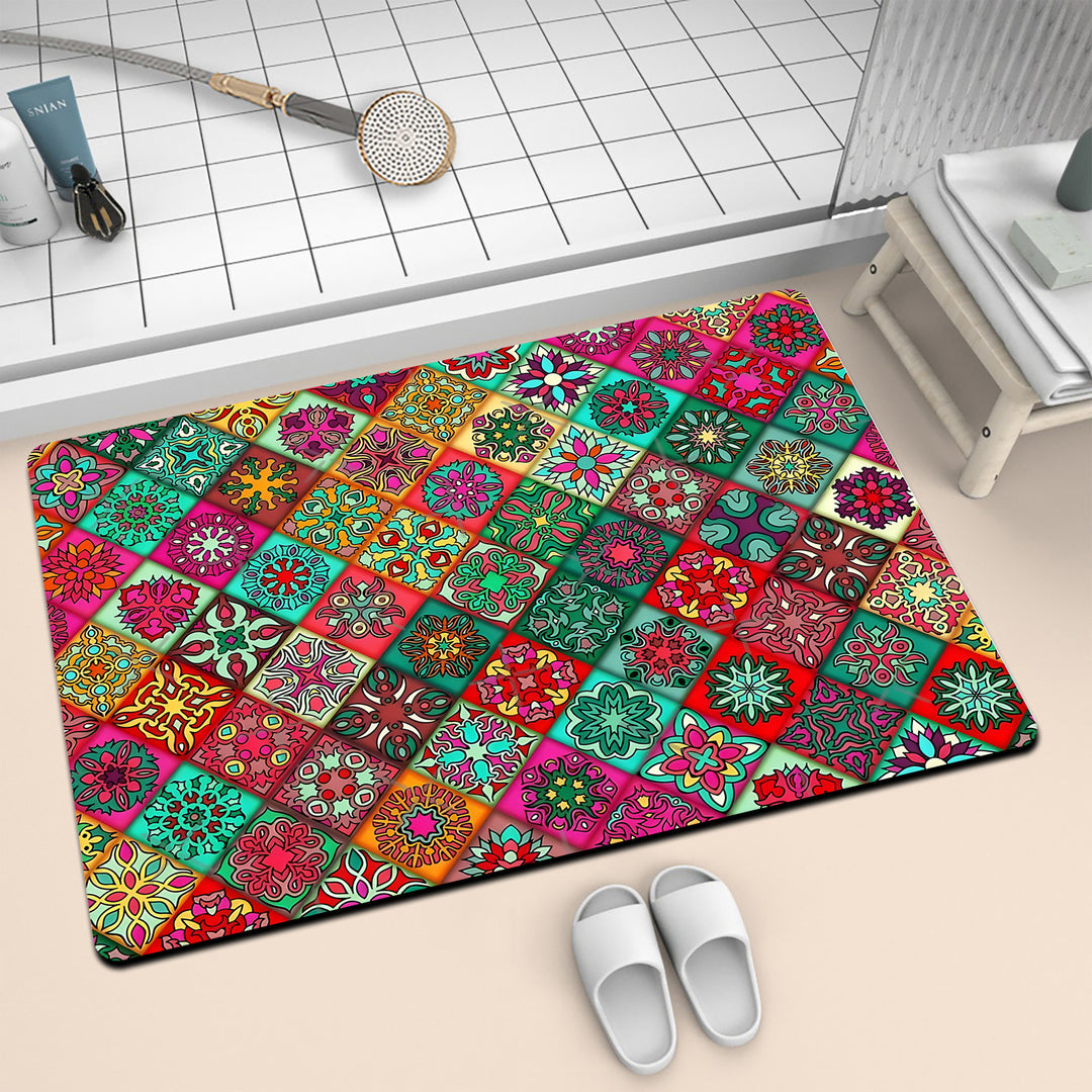 Colorful Geometric Pattern Bath Mat Kalsten