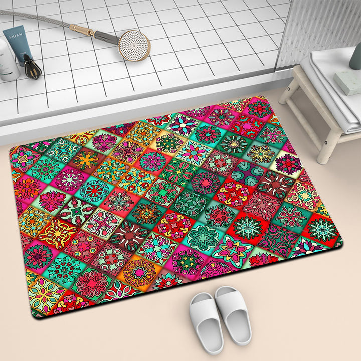 Colorful Geometric Pattern Bath Mat Kalsten