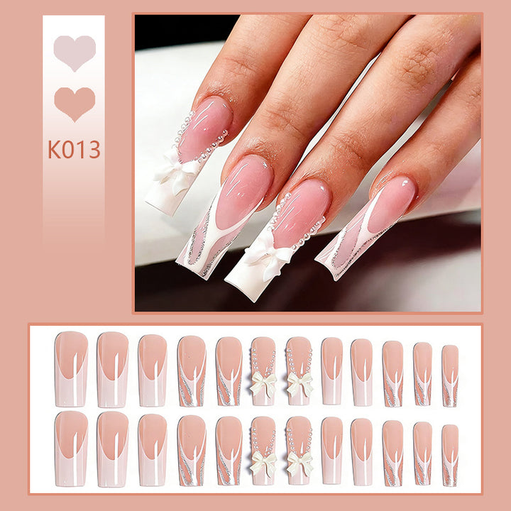 Artificial nail set with elegant bow and pearl decorations Kalsten