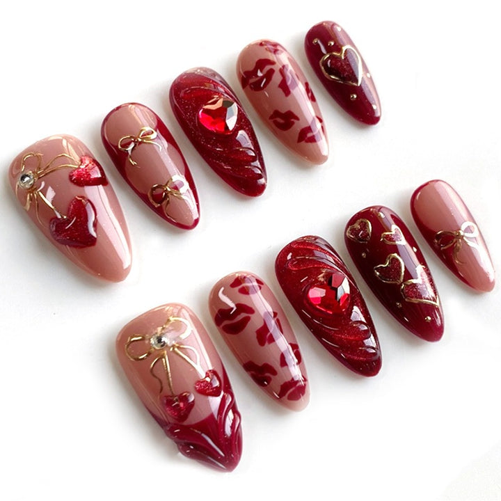 Artificial nail set with creative heart designs Kalsten