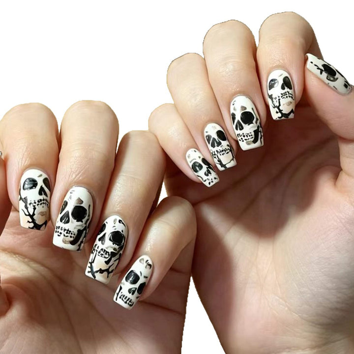 Artistic Skull-Themed Nail Art Kalsten