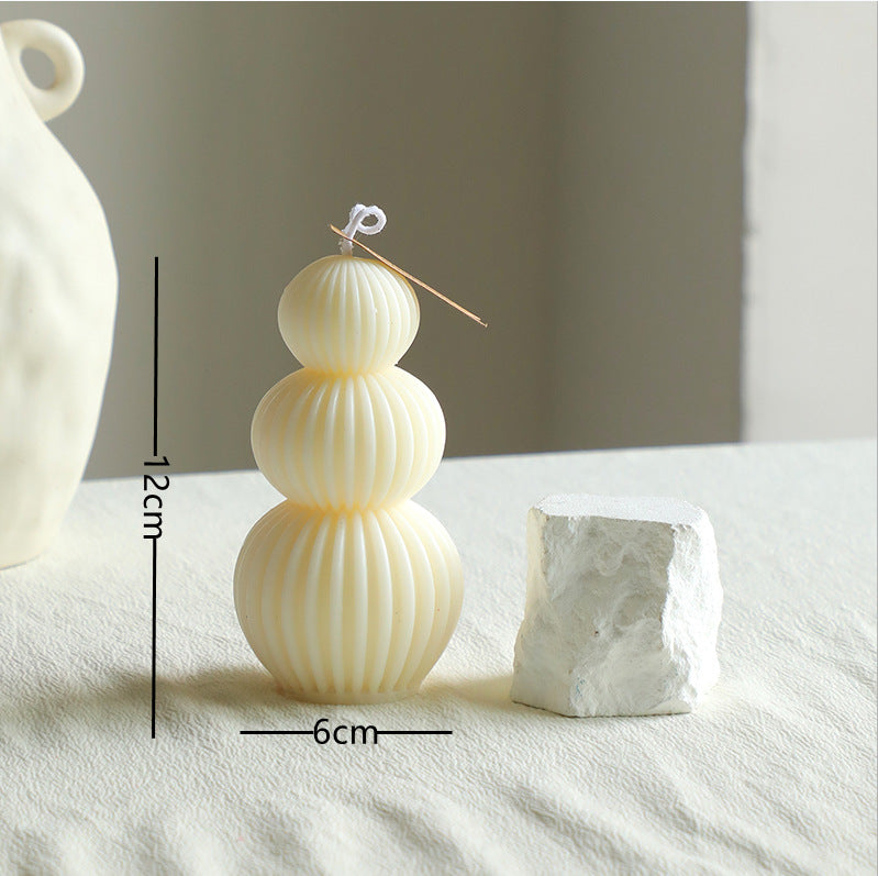 Ribbed Stacked Orb Sculptural Decorative Candle
