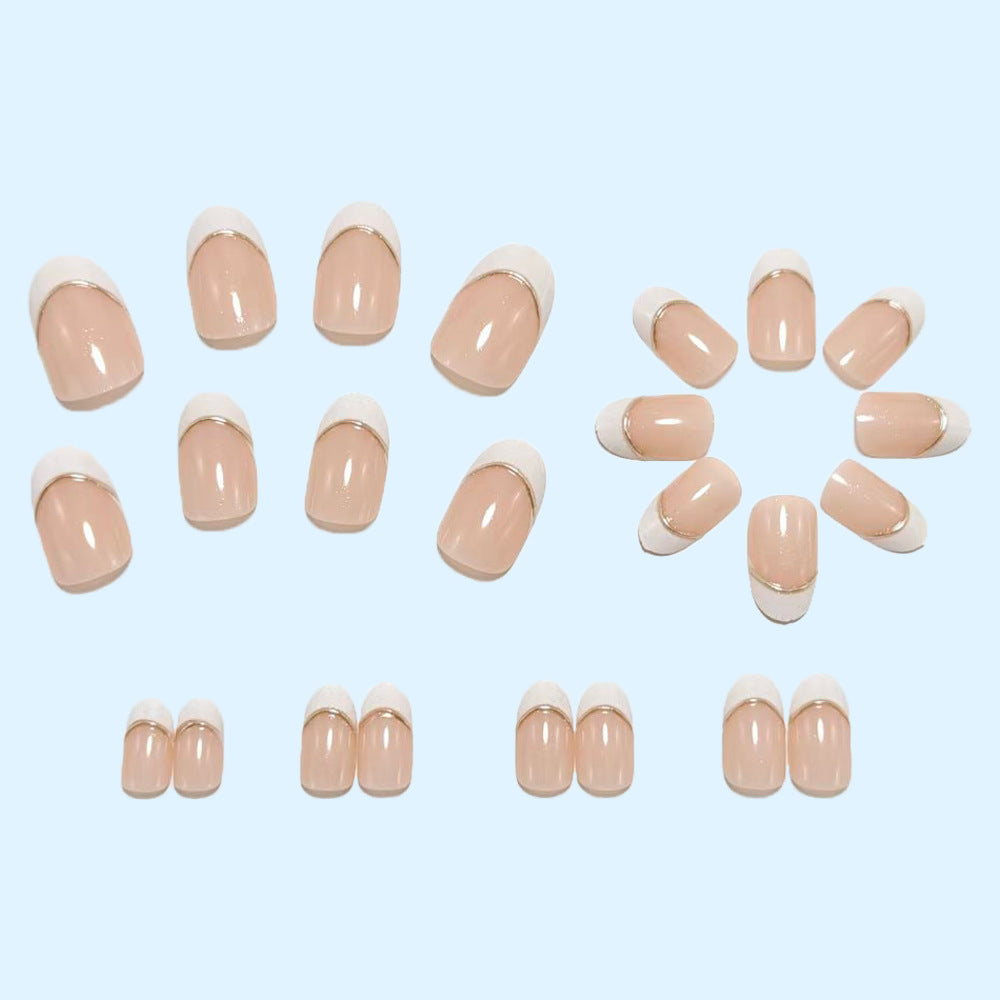 Elegant artificial nails with white French tip and glossy finish Kalsten