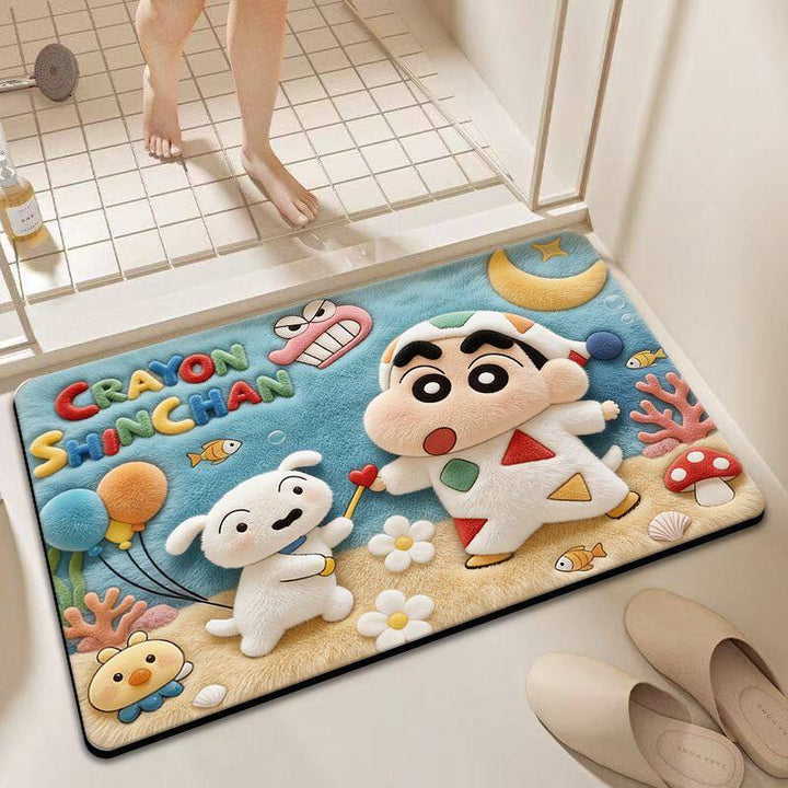 Playful cartoon-themed bath mat