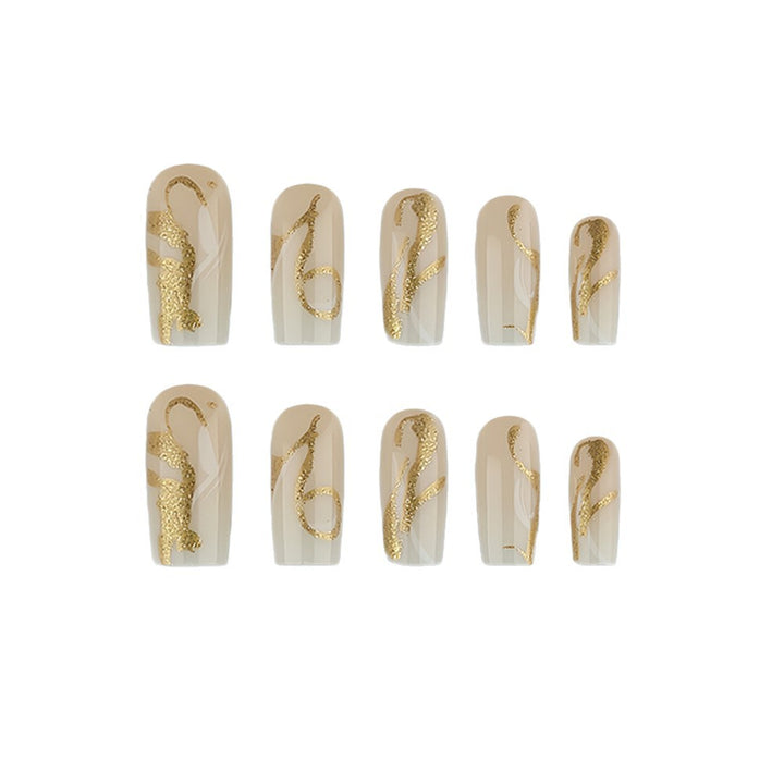 Artificial nails with elegant gold accents Kalsten
