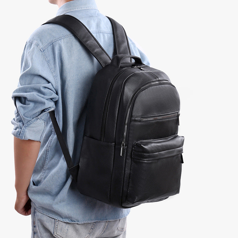 Sleek Textured Leather Backpack Kalsten