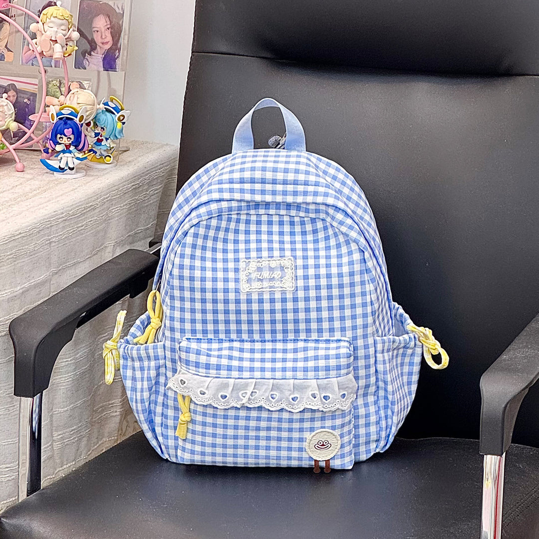 Cute Gingham Print School Backpack Kalsten