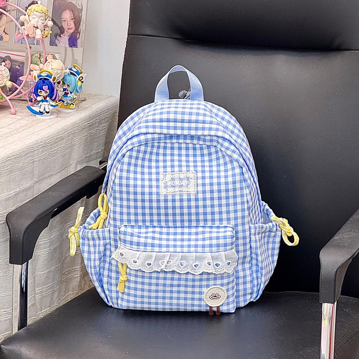 Cute Gingham Print School Backpack Kalsten
