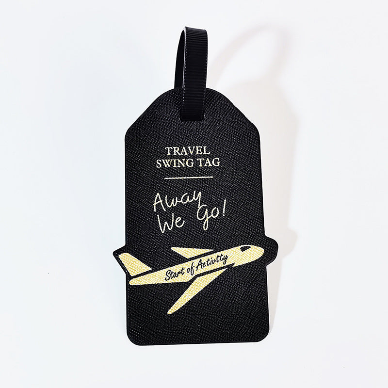 premium travel luggage tag with embossed airplane motif Kalsten
