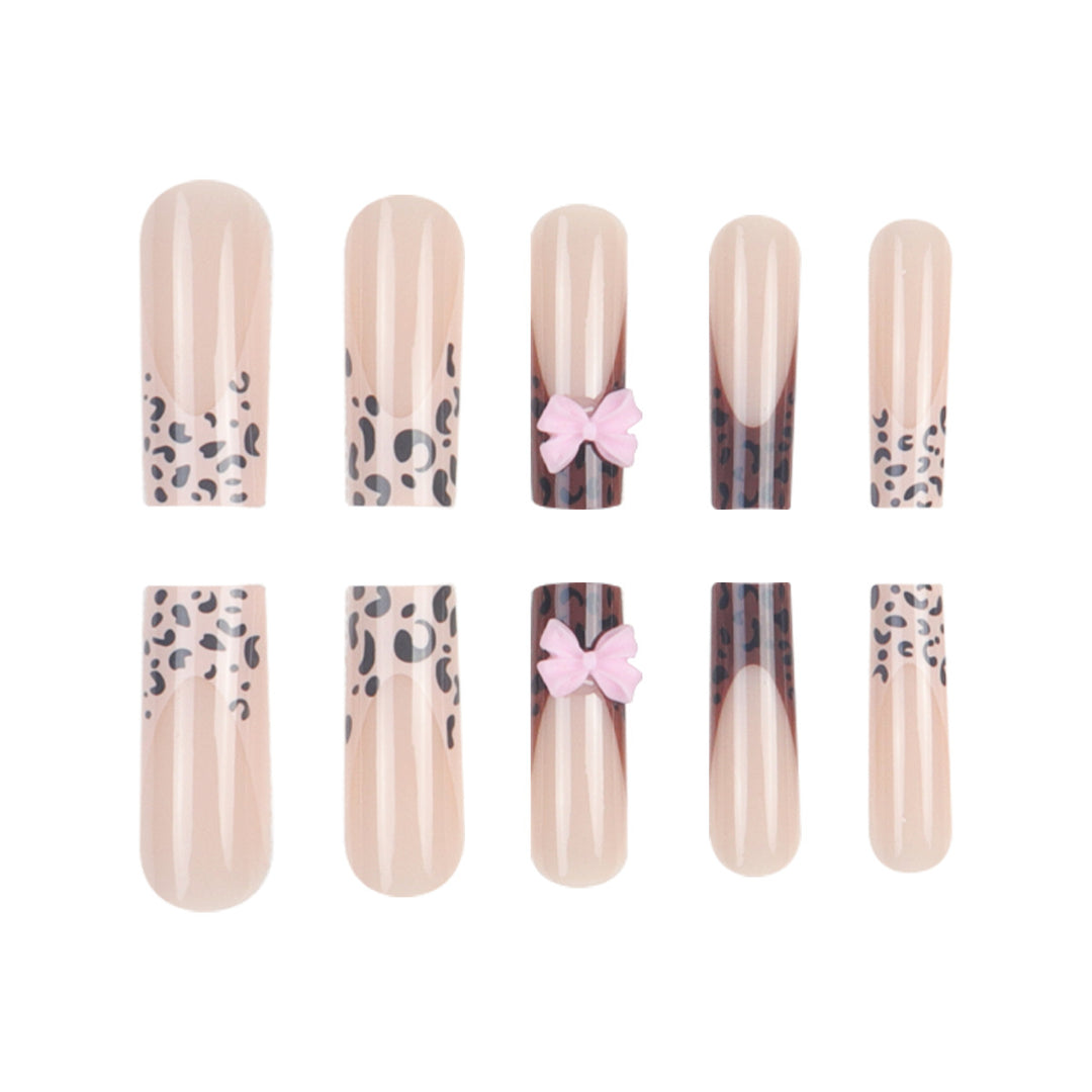 Decorative Stiletto Nail Extensions with Bow Accents Kalsten