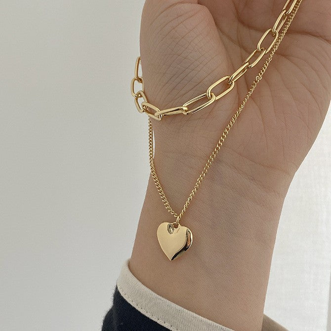 Heart Chain Layered Necklace Kalsten
