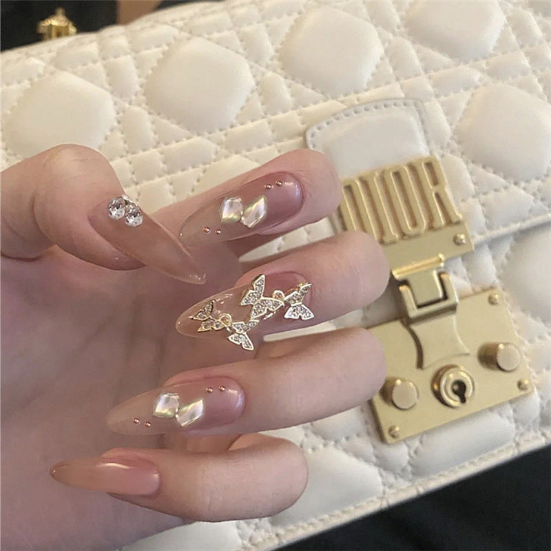 Luxury Decorative Press-On Nail Art with Gem Accents Kalsten