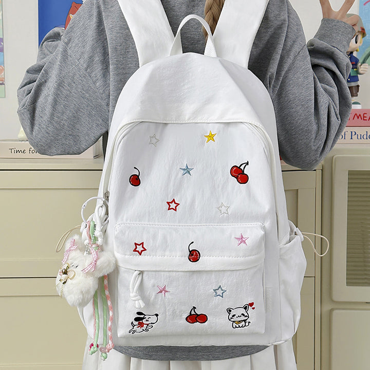Playful Character Embroidered School Backpack Kalsten