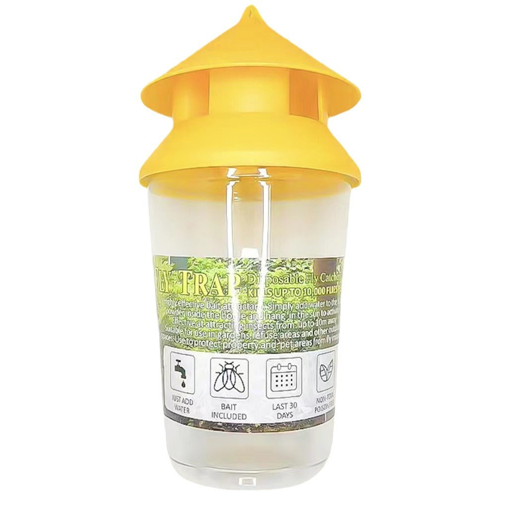Reusable outdoor insect fly trap with non-toxic bait reservoir and Hanging canopy Kalsten