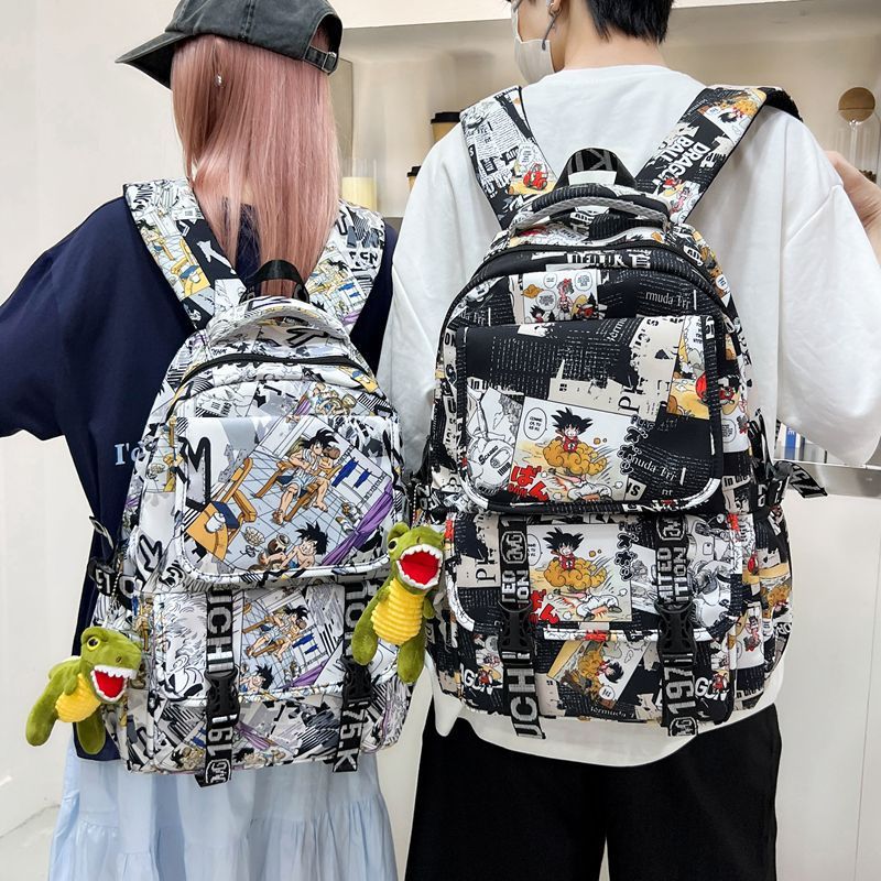Backpack in Comic Design with Soft Plush Pendant Kalsten