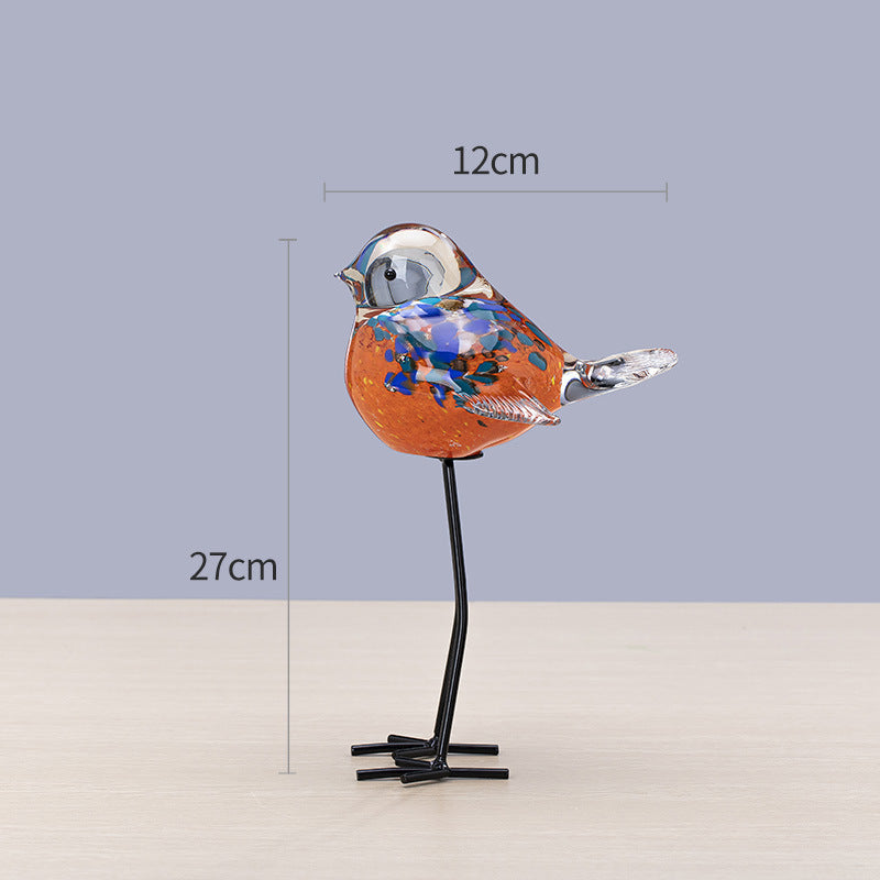 Handblown Decorative Glass Bird Sculpture on Metal Legs Kalsten