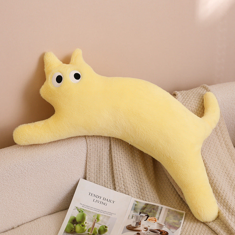 Plush cat cuddle pillow with large glitter eyes