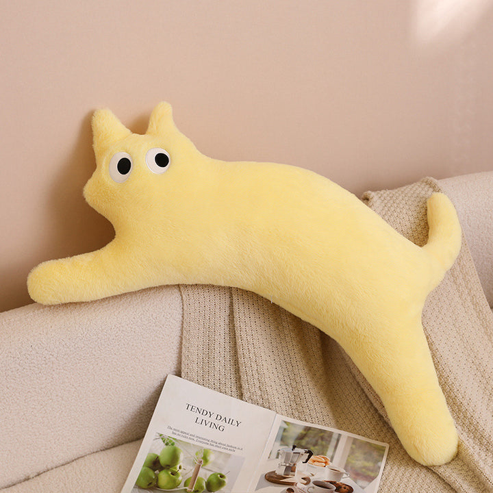 Plush cat cuddle pillow with large glitter eyes