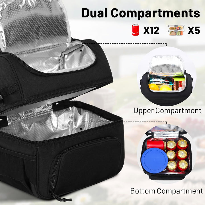 Insulated Lunch Bag with Multiple Compartments and Bottle Holder Kalsten