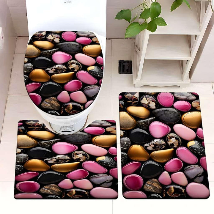 Decorative Pebble Bathroom Mat Set Kalsten