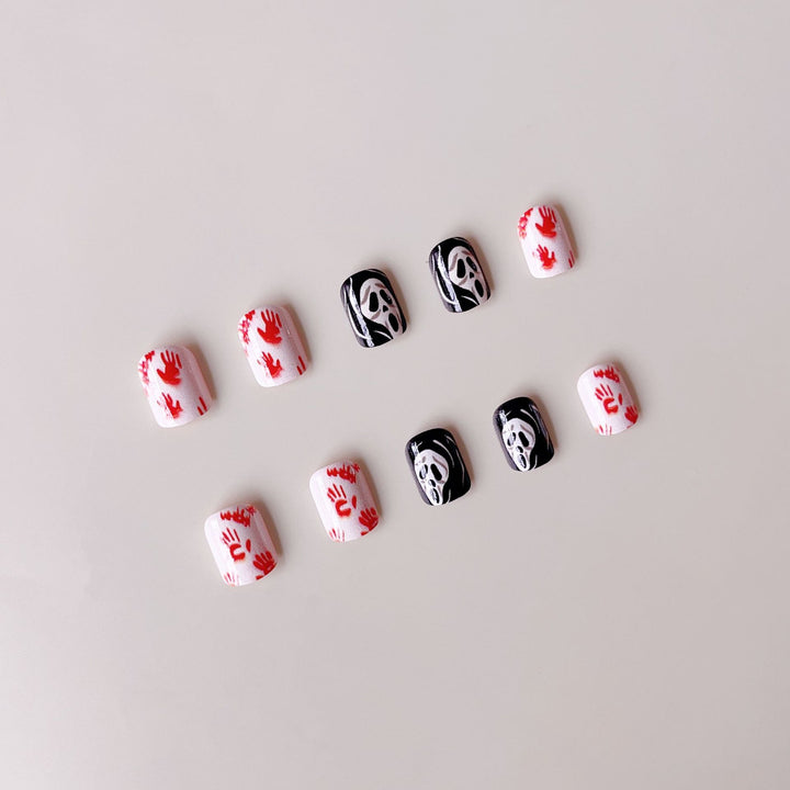 Creative Halloween Nail Art Set with Creepy Designs and Sparkling Accents Kalsten