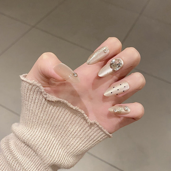 Elegant Long Press-On Nails Set with Artistic Tips Kalsten