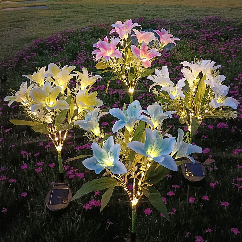 Solar Powered Artificial Lily Garden Stake Lights With Warm LED Fairy String Kalsten