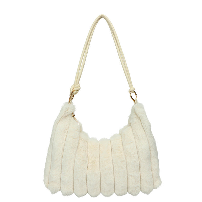 Plush Leopard Print Shoulder Bag
