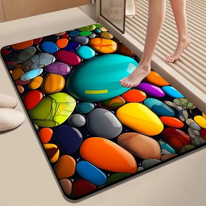 Colorful Pebble-Themed Floor Mat Kalsten