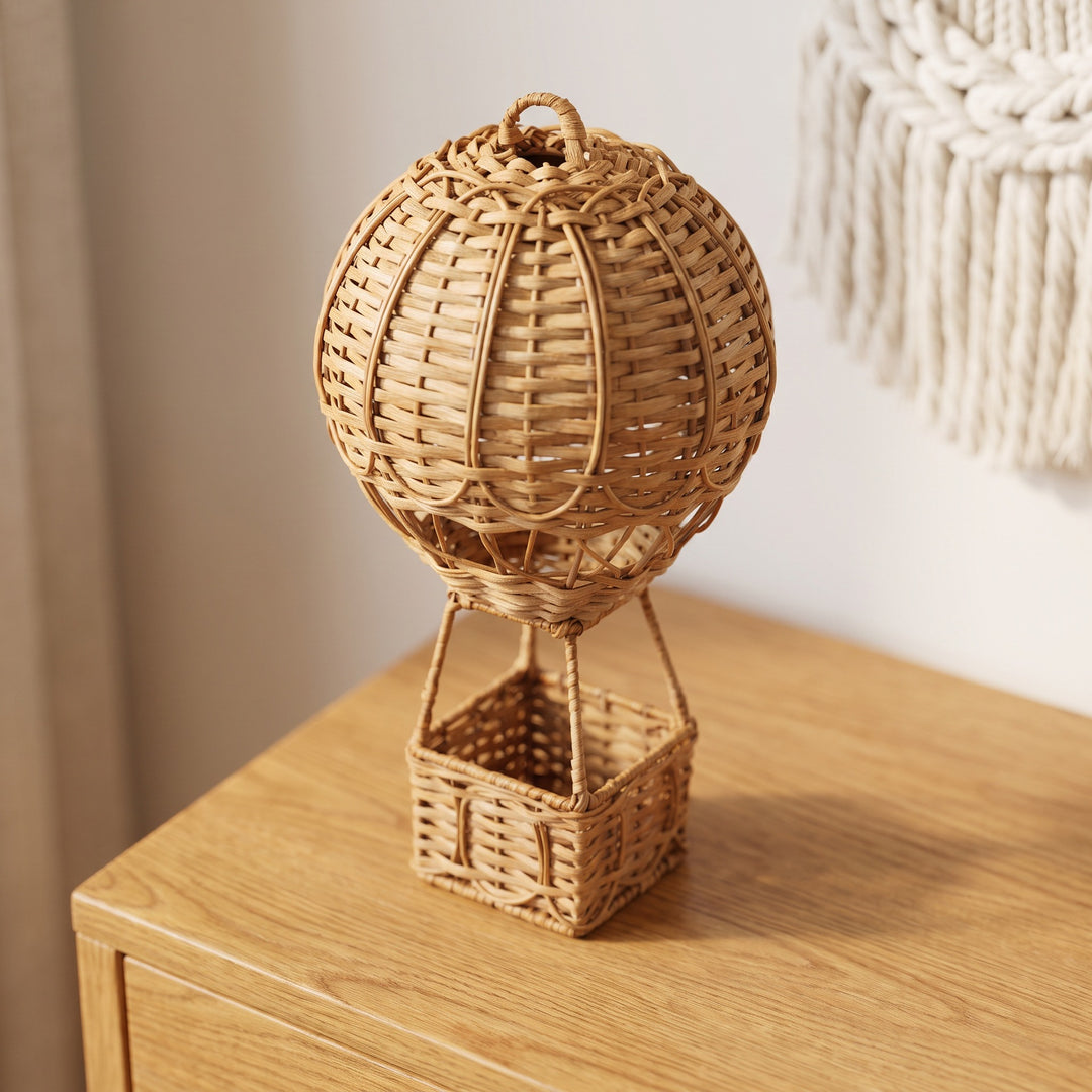 Handwoven storage basket in hot air balloon design Kalsten