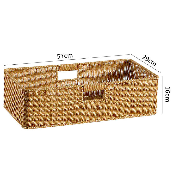 Large Handwoven Rectangular Storage Basket with Cutout Handles Kalsten