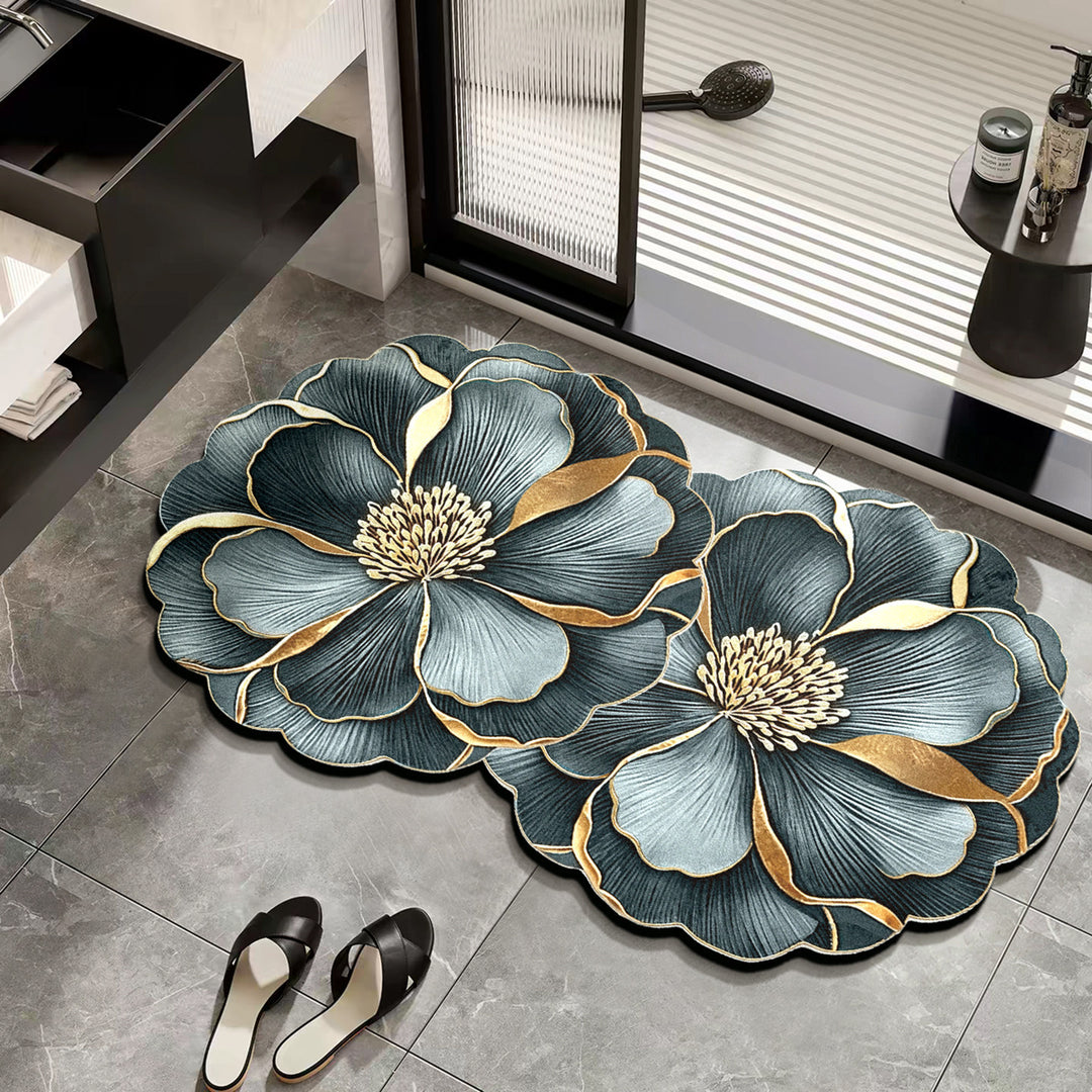 Elegant Floral Design Bath Mat for Bathrooms