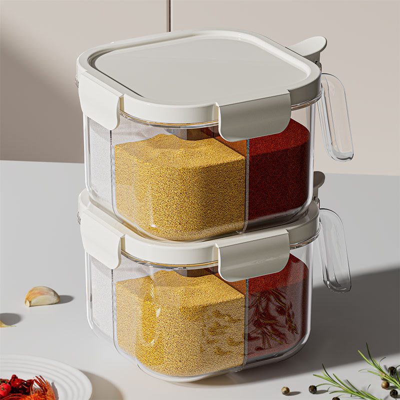 Kitchen Airtight 3-Compartment Storage Container with Removable Dividers and Secure Snap Closure