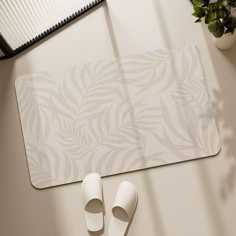 Decorative Leaf Print Bathroom Mat for Home