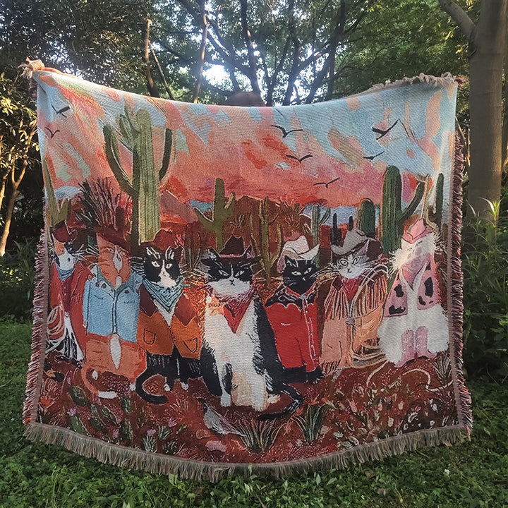 Artistic Cat-Themed Throw Blanket
