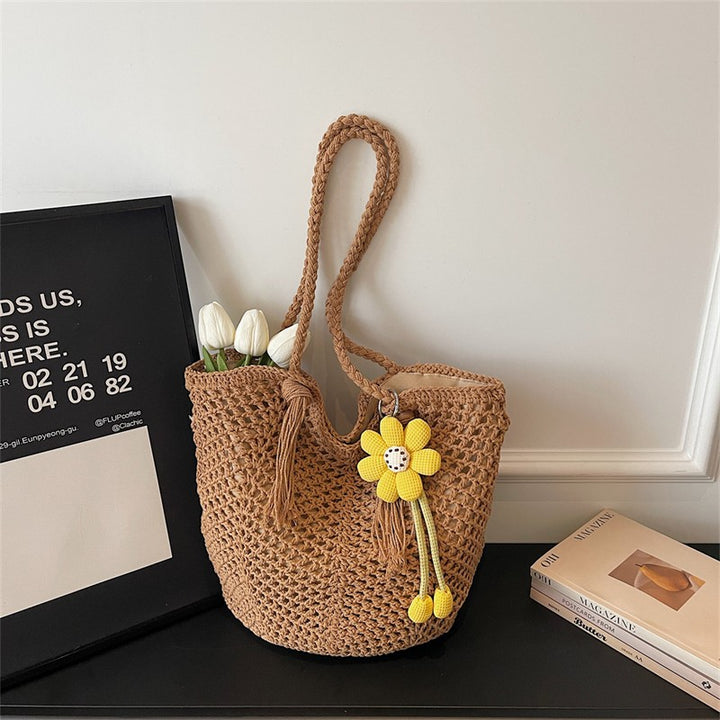 Knitted Tote Bag in Boho Style with Charming Charms Kalsten