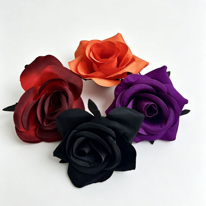 Set of delicate fabric rose hair clips for bridal and festive hairstyles