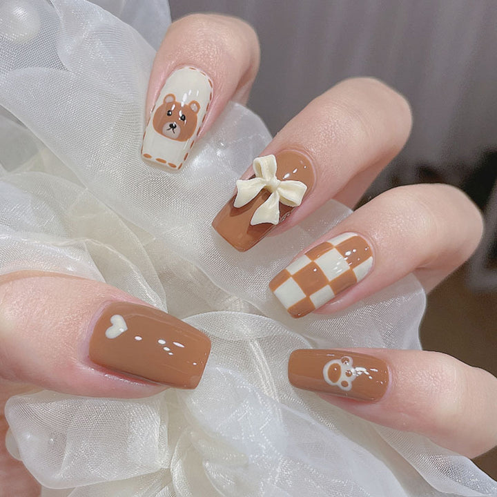Playful Bear-Themed Nail Art