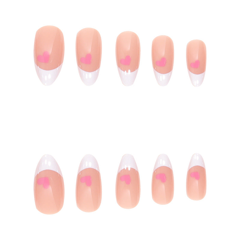 Elegant Heart-Accent French Tip Press-On Nails Kalsten