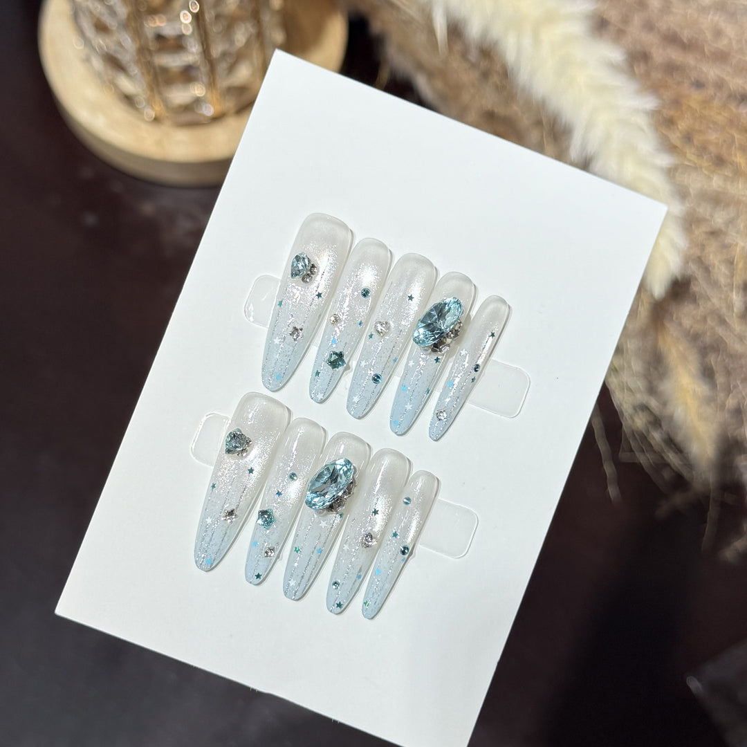 Glamorous Crystal Embellished Press-On Nails Kalsten