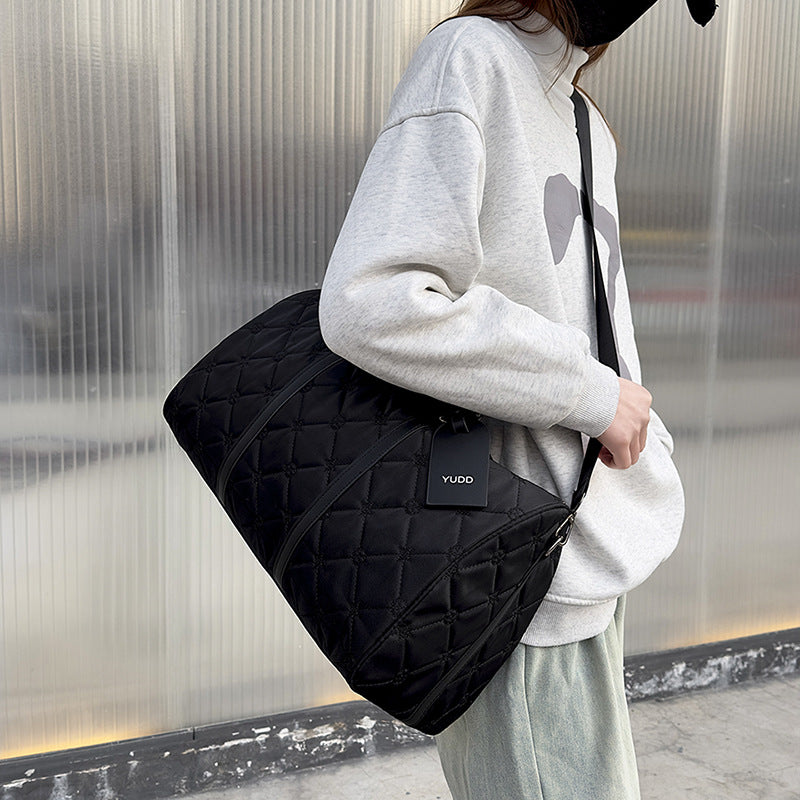 Quilted Multi-Compartment Travel Duffel Bag