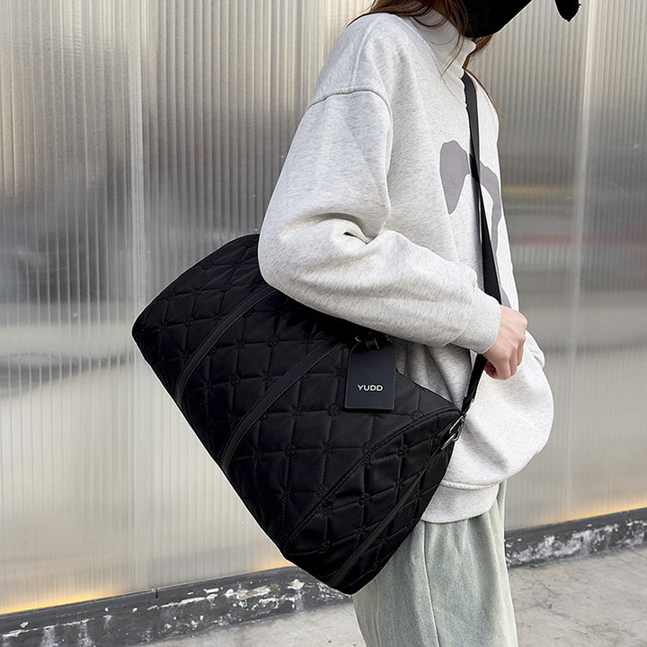 Quilted Multi-Compartment Travel Duffel Bag