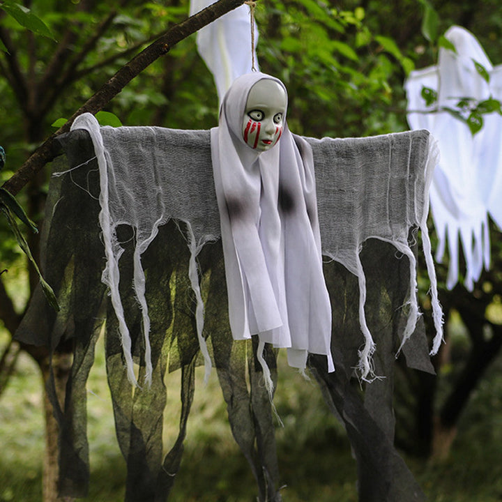 Creepy Halloween decoration figure with movable skeleton