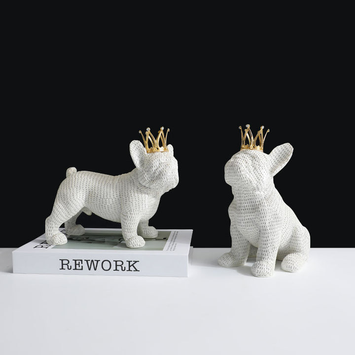 Decorative Dog Figurine with Crown