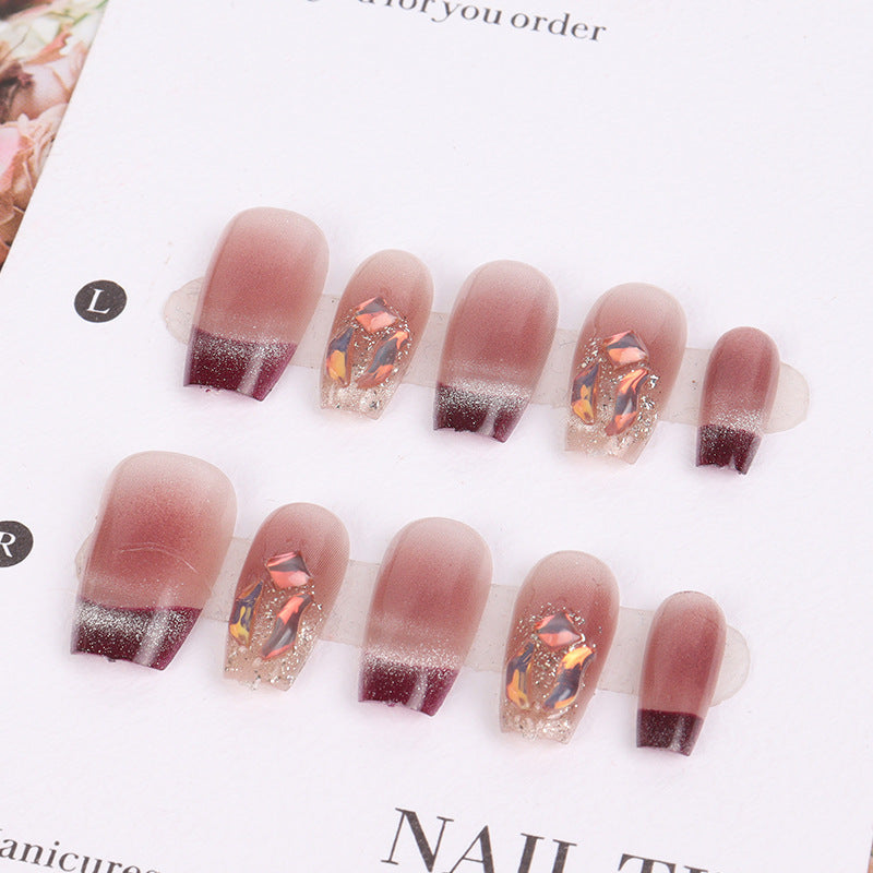 Elegant Press-On Nail Kit with Artistic Floral Design