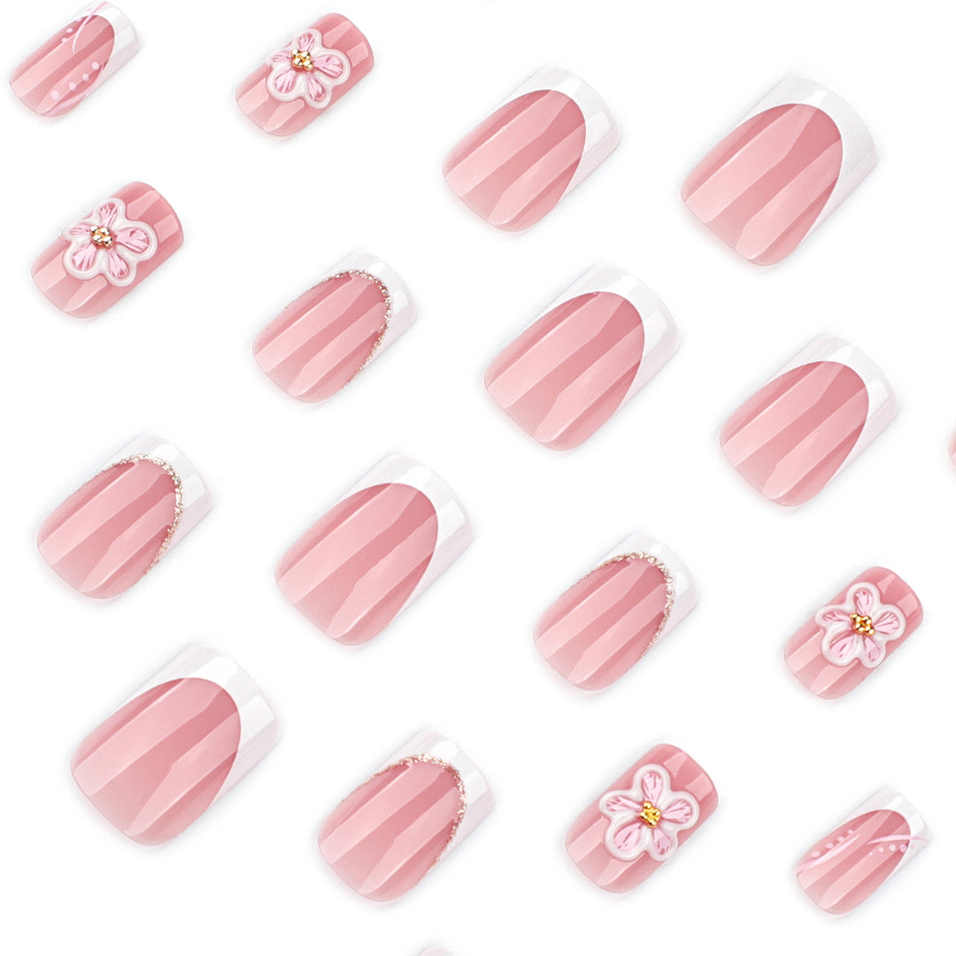 Artful Nail Extensions with Flower Design Kalsten
